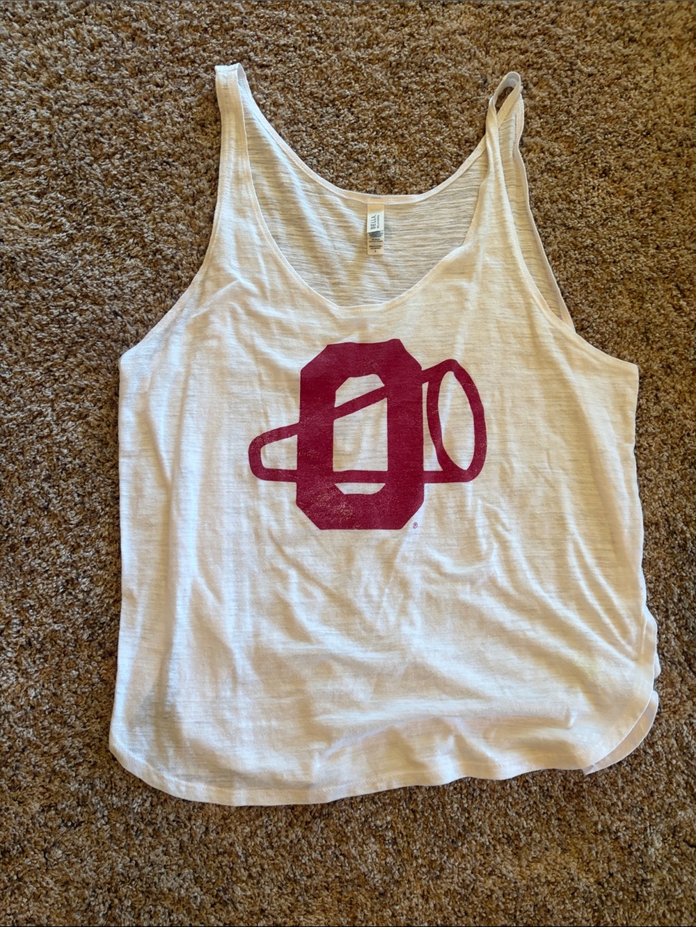 Sooners White Tank Top with Maroon Graphic Logo